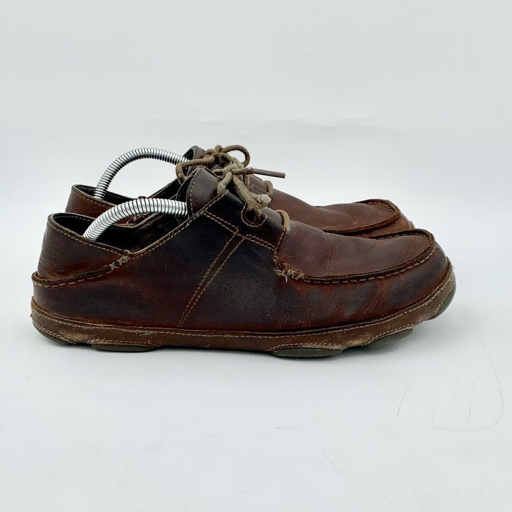 OluKai Ohana Li’ili brown leather loafers size 10/43
